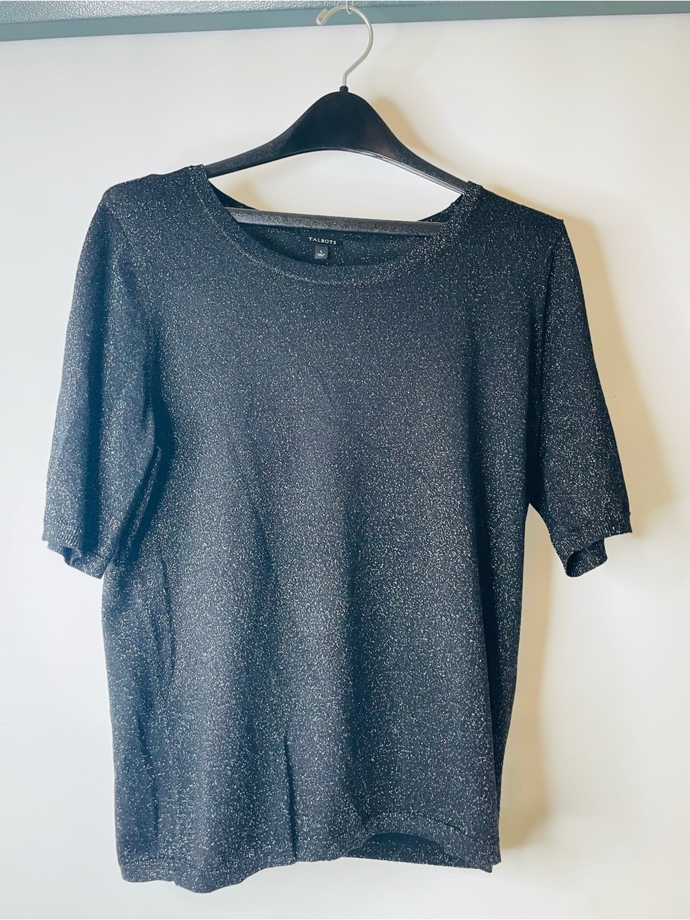 Talbots Black Sparkle Short-Sleeve Women's Top Speckled Sparkle